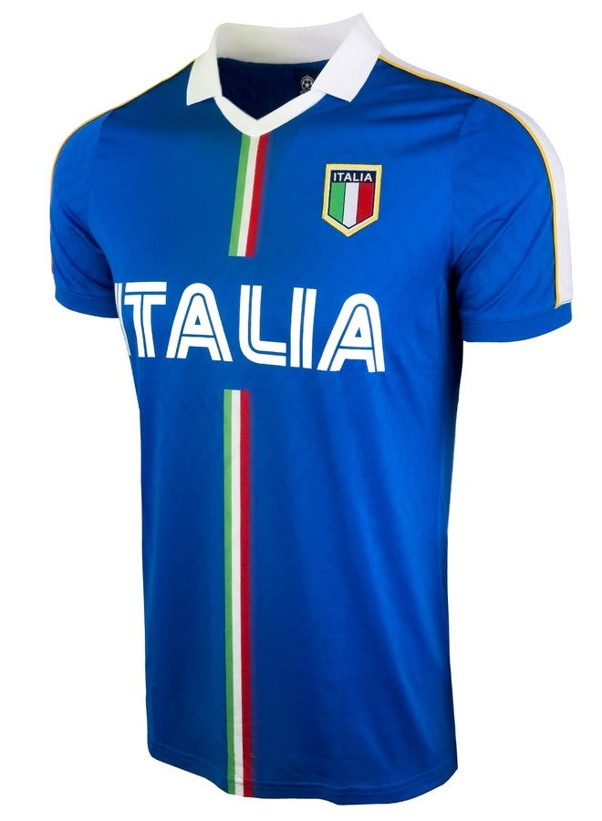 Just 4 Kicks Men's Italy Short Sleeve Shirt, Italia Classic Performance Jersey (AS) Blue - Image 3